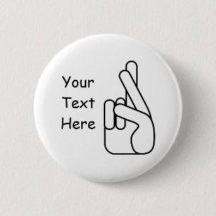 Bóton Redondo 5.08cm Botão Dedos Cruzados de Mentiras Brancas