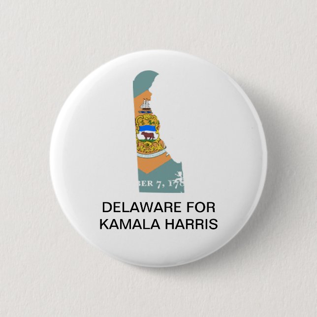 Bóton Redondo 5.08cm Botão DELAWARE para Kamala Harris 2024 (Frente)