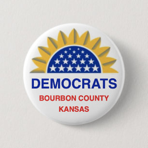 Bóton Redondo 5.08cm Botão Democratas do Condado de Bourbon, Kansas