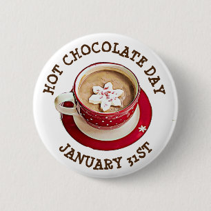 Bóton Redondo 5.08cm Botão Dia de Chocolate Quente 31 de janeiro Feriad