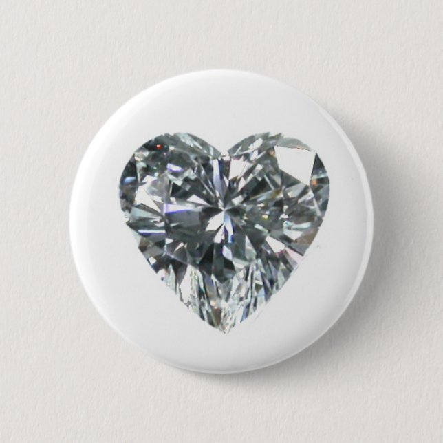 Bóton Redondo 5.08cm Botão Diamond Heart Round (Frente)