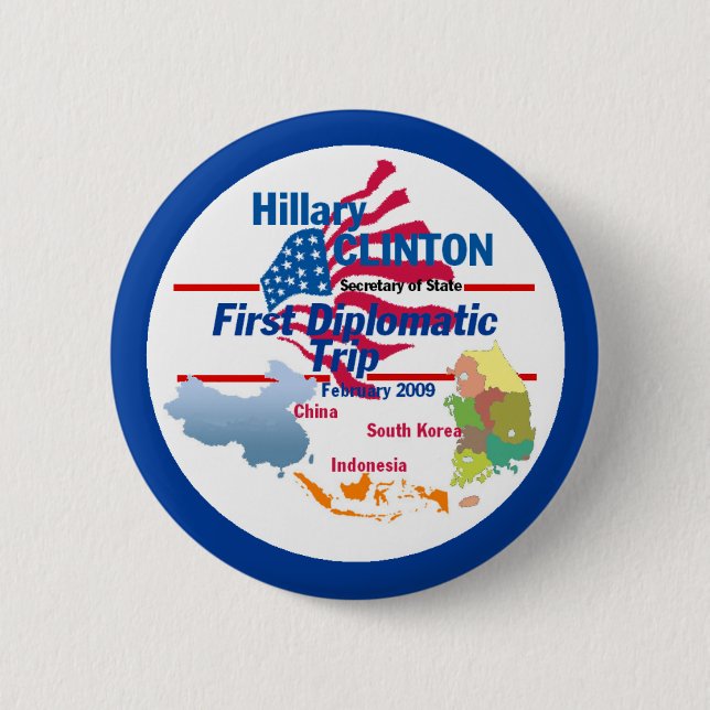 Bóton Redondo 5.08cm Botão diplomático de Clinton (Frente)