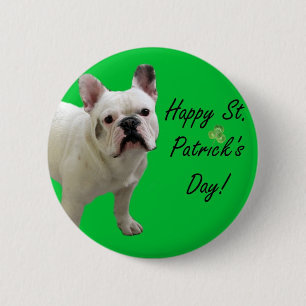 Bóton Redondo 5.08cm Botão do buldogue francês do dia de St Patrick