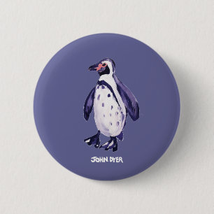 Bóton Redondo 5.08cm Botão do crachá da arte: Pinguim do roxo do