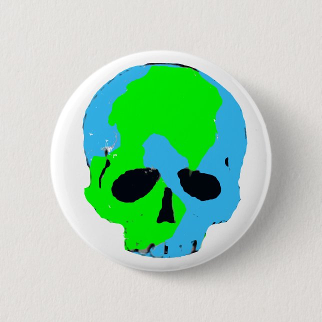 Bóton Redondo 5.08cm Botão do crânio da terra (Frente)