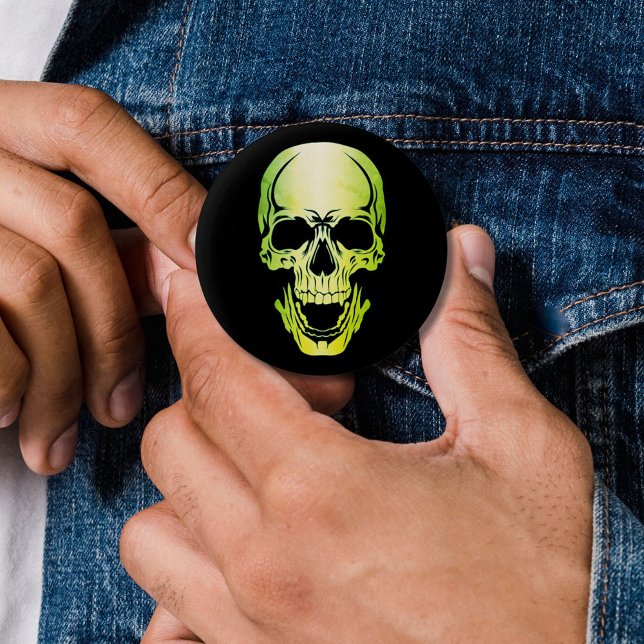 Bóton Redondo 5.08cm Botão do crânio verde (Criador carregado)