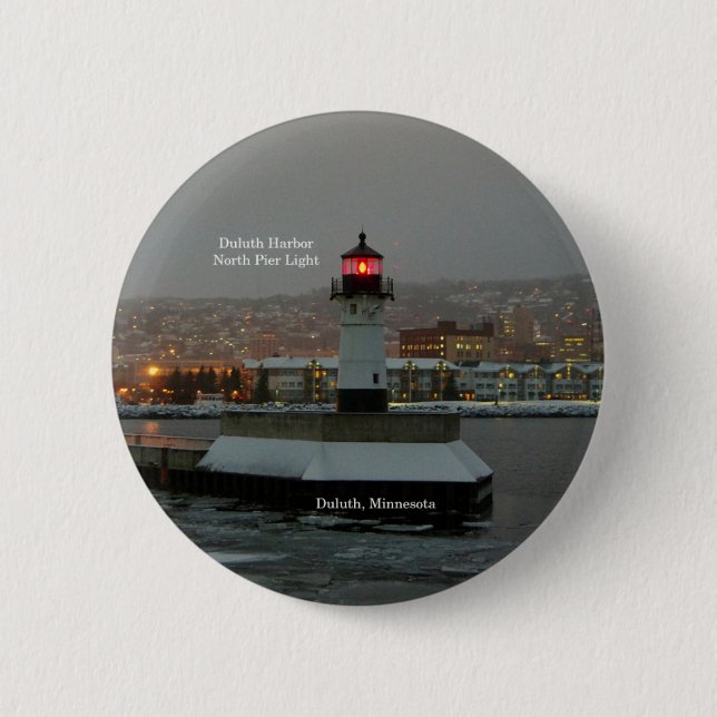 Bóton Redondo 5.08cm Botão do Duluth Harbor North Pier Light (Frente)