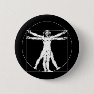 Bóton Redondo 5.08cm Botão do homem de da Vinci Vitruvian