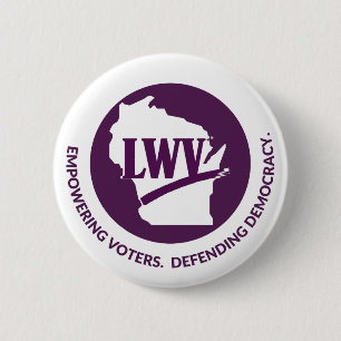 Bóton Redondo 5.08cm Botão do logotipo da LWV Wisconsin - Fundo Branco