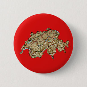 Bóton Redondo 5.08cm Botão do mapa da suiça