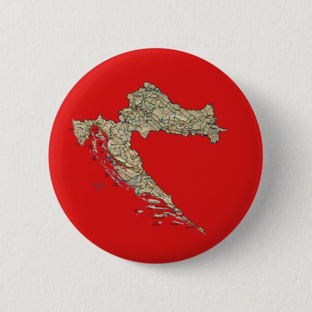 Bóton Redondo 5.08cm Botão do mapa de Croatia (Frente)