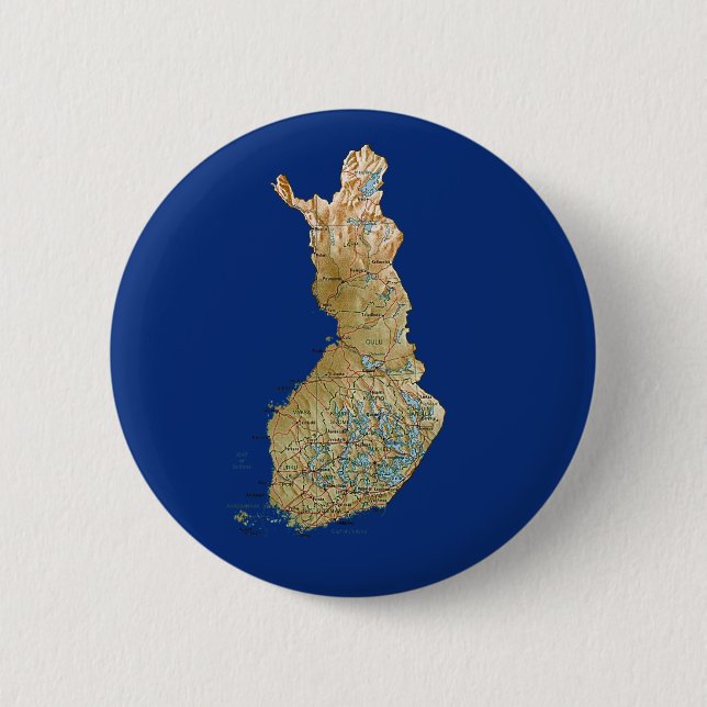 Bóton Redondo 5.08cm Botão do mapa de Finlandia (Frente)