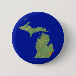 Bóton Redondo 5.08cm Botão do mapa de Michigan