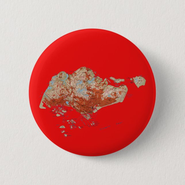 Bóton Redondo 5.08cm Botão do mapa de Singapore (Frente)