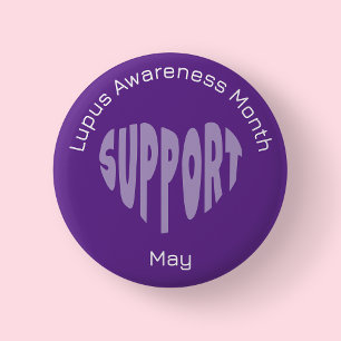 Bóton Redondo 5.08cm Botão do Mês de Conscientização do Lúpus Roxo