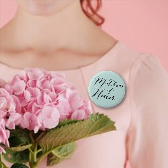 Bóton Redondo 5.08cm Botão do Partido Bridal do Casamento de Honra de S ('Matron of Honor' Classic Script Calligraphy Wedding Bridal Party Button @ fatfatin_blue_knot)
