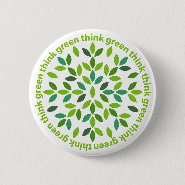 Bóton Redondo 5.08cm Botão do pense verde (Frente)