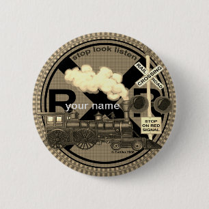 Bóton Redondo 5.08cm Botão do pino do comboio antigo