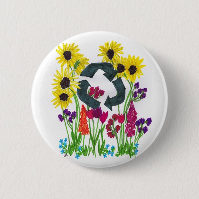 Bóton Redondo 5.08cm Botão do reciclar (Frente)