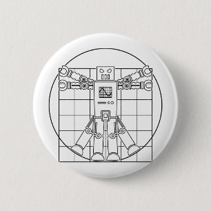 Bóton Redondo 5.08cm Botão do robô de da Vinci Vitruvian