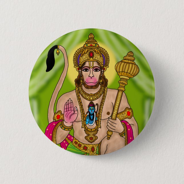 Bóton Redondo 5.08cm Botão do Senhor Hanuman (Frente)