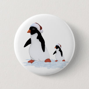 Bóton Redondo 5.08cm Botão dos pinguins do papai noel