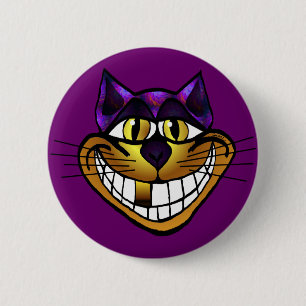 Bóton Redondo 5.08cm Botão dourado do gato de Cheshire