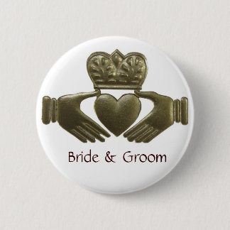 Bóton Redondo 5.08cm Botão Dourado dos noivos de Claddagh