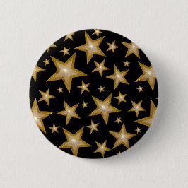 Bóton Redondo 5.08cm Botão "Dourado" Estrelas preto