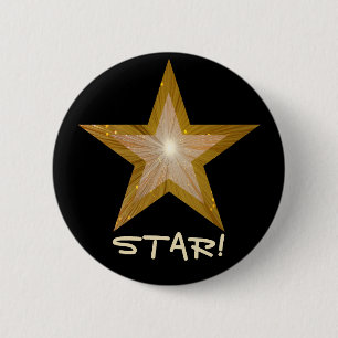 Bóton Redondo 5.08cm Botão "Dourado" Star 'STAR' preto