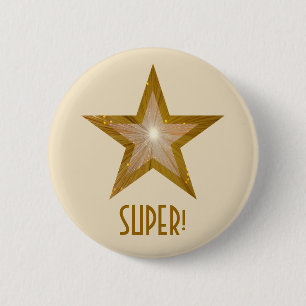 Bóton Redondo 5.08cm Botão "Dourado" Star 'SUPER' creme