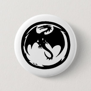 Bóton Redondo 5.08cm Botão Dragão Preto