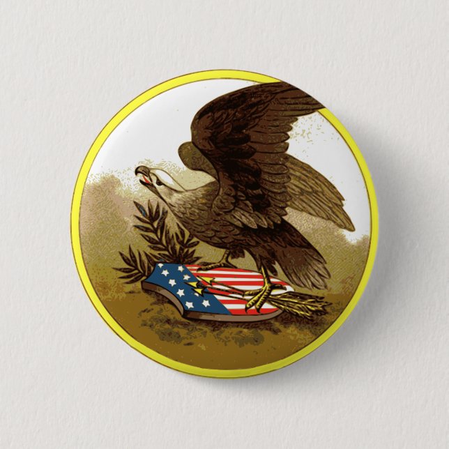 Bóton Redondo 5.08cm Botão Eagle Americano Antigo (Frente)
