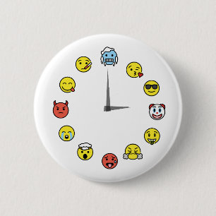 Bóton Redondo 5.08cm Botão Enfiado do Relógio Engraçado Emoji
