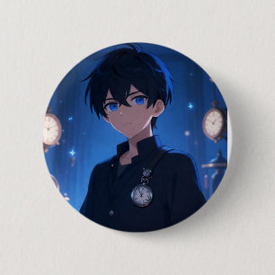 Bóton Redondo 5.08cm Botão Estético de Anime Menino Legal Olhos Azuis &