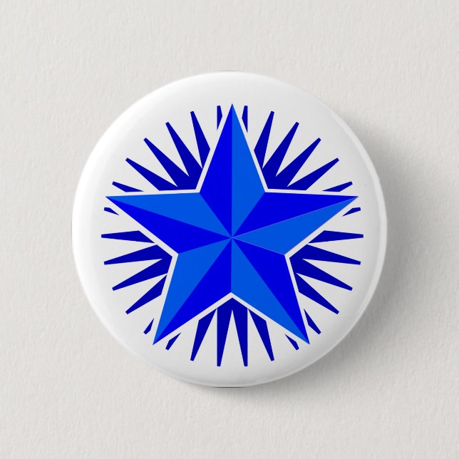 Bóton Redondo 5.08cm Botão Estrela Azul (Frente)