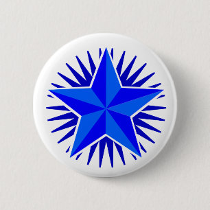 Bóton Redondo 5.08cm Botão Estrela Azul