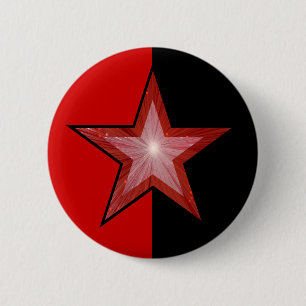 Bóton Redondo 5.08cm Botão Estrela Vermelha vermelho preto