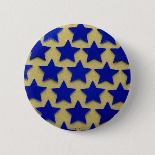 Bóton Redondo 5.08cm Botão Estrelas Azul