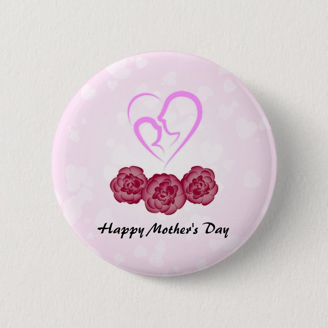 Bóton Redondo 5.08cm Botão Feliz Dia das Mães (Frente)