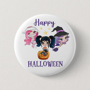 Bóton Redondo 5.08cm Botão Feliz Halloween Menina Sereia Assustadora bo
