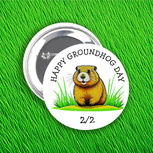 Bóton Redondo 5.08cm Botão Feriado Feliz Dia de Marmota