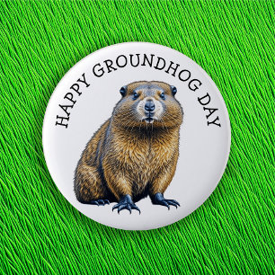 Bóton Redondo 5.08cm Botão Feriado Feliz Dia de Marmota