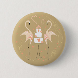 Bóton Redondo 5.08cm Botão Flamingo Wedding