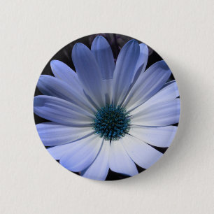 Bóton Redondo 5.08cm Botão Flor Azul Daisy