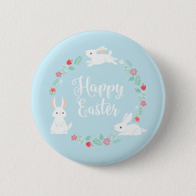 Bóton Redondo 5.08cm Botão floral elegante do Pin do coelhinho da (Frente)