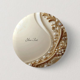 Bóton Redondo 5.08cm Botão Floral Ornamentado Elegante Dourado