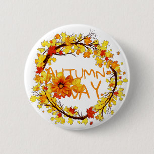 Bóton Redondo 5.08cm Botão Folhas do outono