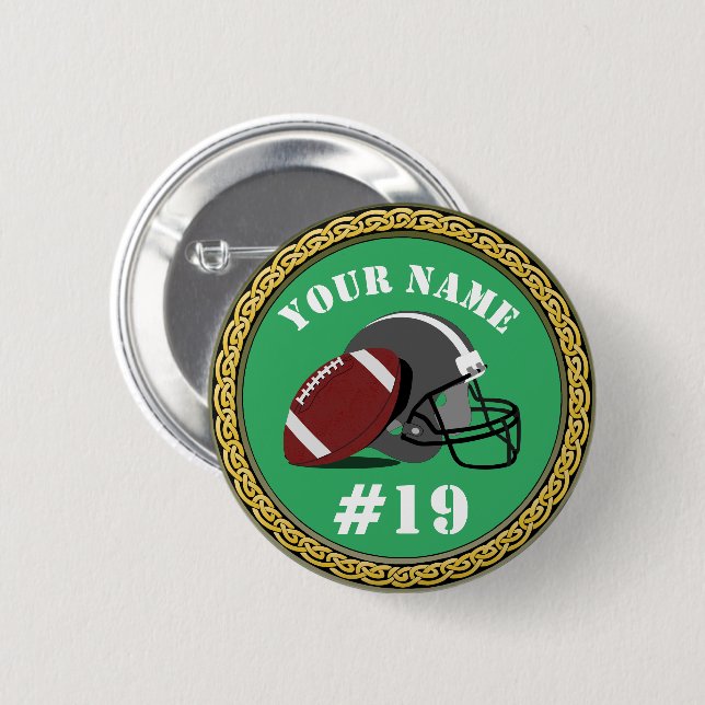 Bóton Redondo 5.08cm Botão Futebol - Adicionar Nome e Número (Frente & Verso)