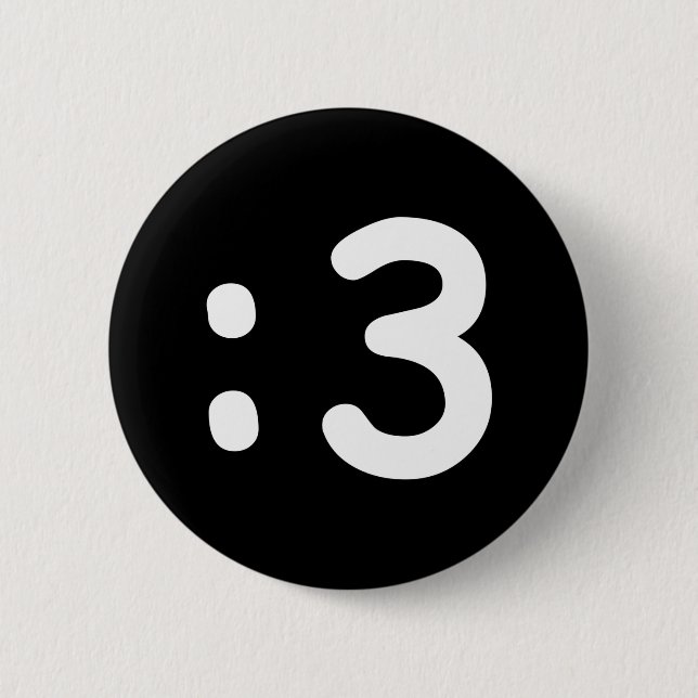 Bóton Redondo 5.08cm Botão Gato Face Emoticon:3 (Frente)